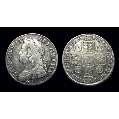 357 - George II shilling, dated 1741. Silver, 27mm.Obv: young laureate and draped bust left, +GEORGIVS II ... 