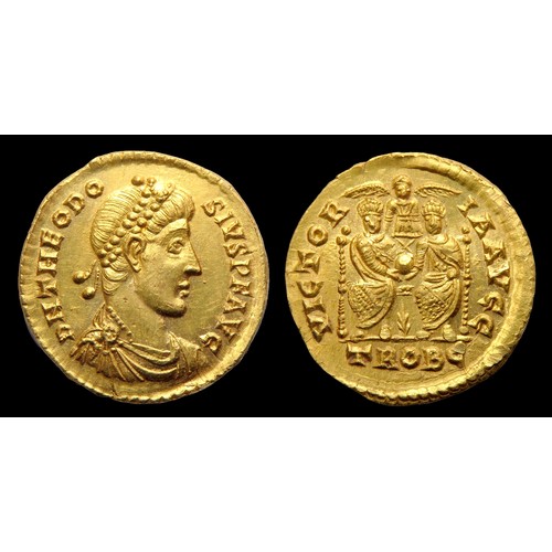 167 - Gold solidus of Theodosius I, Trier mint AD 377-380. 21mm, 4.47g; 6h.  D N THEODO SIVS P F... 