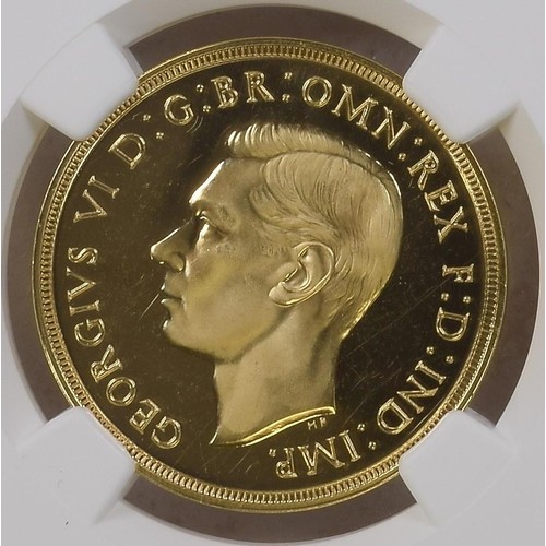 380 - NGC PF63+* George VI 1937 Gold proof two pounds. From a limited edition of 5501 coins struck to comm... 