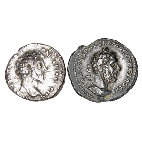 89 - Two Roman Denarius. Marcus Aurelius & Macrinus, R. PONTIF MAX TR P P P, Felicitas standing left ... 