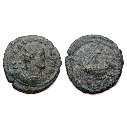 212 - Allectus Quinarius. Colchester, AD 294-6. Billon, 20.17mm 2.91g. Radiate bust right, IMP C ALLECTVS ... 