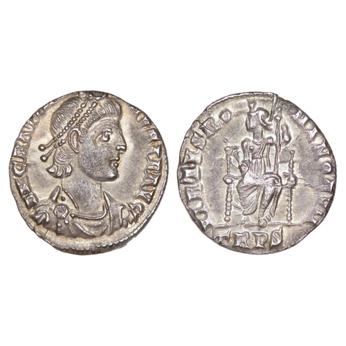 237 - Gratian Siliqua. Trier, AD 375-9. Silver, 17.66 mm 1.93g. Diademed, draped and cuirassed bust right,... 