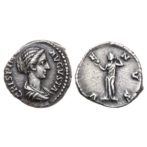 111 - Crispina Denarius. Rome, AD 180-82. Silver, 17.99 mm 2.79g. Draped bust right, CRISPINA AVGVSTA. R. ... 