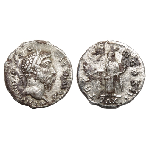 90 - Marcus Aurelius Denarius. Rome, AD 166. Silver, 18.64mm 3.06g. Laureate bust right, M ANTONINVS AVG ... 