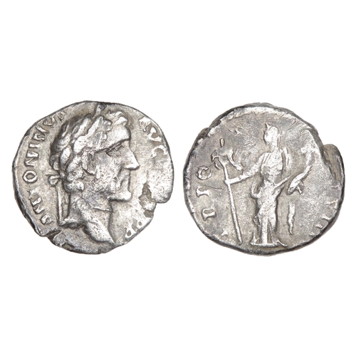 73 - Antoninus Pius Denarius. Silver, 16.70 mm 3.13g. Laureate bust right, ANTONINVS AVG PIVS P P. R. TR ... 