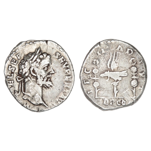 118 - Septimius Severus Denarius. Rome, AD 193. Silver, 18.01mm 2.64 grams. Laureate bust right, IMP CAE L... 