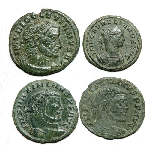 219 - Roman Follis / Antoninianus Group (4). Billon, 22.72 mm - 27.55 mm 4.43 grams - 8.05 grams. Diocleti... 