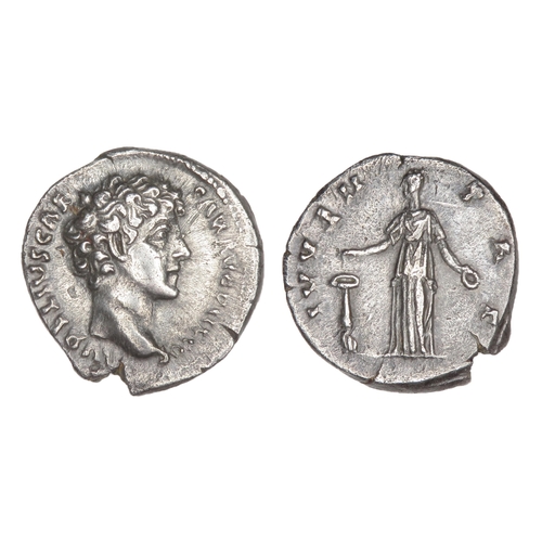 91 - Marcus Aurelius Denarius. Rome, AD 143. Silver, 17.82 mm 3.05g. Bare-headed bust right, AVRELIVS CAE... 