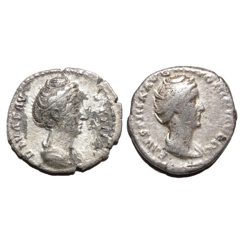 83 - Faustina Silver Denarius (2). Rome, AD 143. Draped bust right, DIVA FAVSTINA. R. AETERNITAS, Aeterni... 