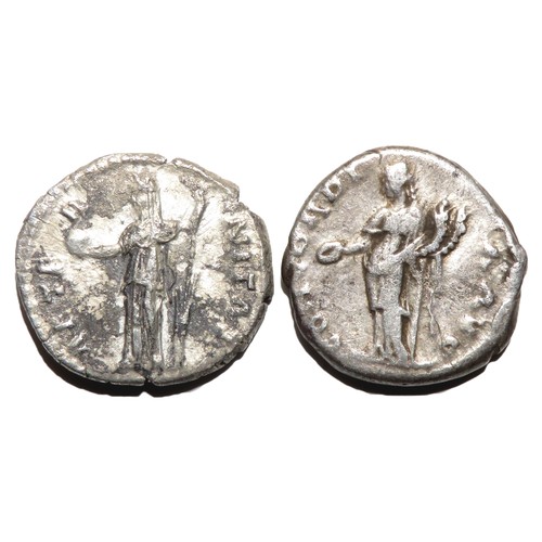 83 - Faustina Silver Denarius (2). Rome, AD 143. Draped bust right, DIVA FAVSTINA. R. AETERNITAS, Aeterni... 