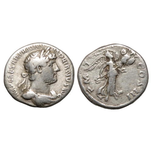 63 - Hadrian Denarius. Rome, AD 123. Silver, 2.88g. 17.87 mm. Laureate and draped bust right, IMP CAESAR ... 