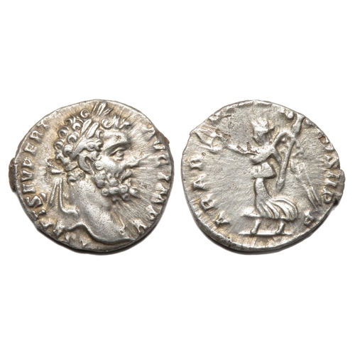 121 - Septimius Severus Denarius. Rome, AD 196. Silver, 2.08g. 1874 mm. Laureate bust right, L SEPT SEV PE... 