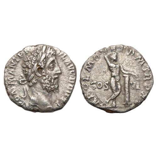 110 - Commodus Denarius. Rome, AD 190. Silver, 2.22g. 16.66 mm. Laureate bust right, M COMM ANT P FEL AVG ... 