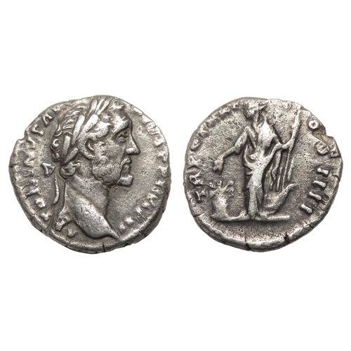 81 - Antoninus Pius Denarius. Rome, AD 157-8. Silver, 2.42g. 16.59 mm. Laureate bust right, ANTONINVS AVG... 