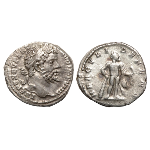 124 - Septimius Severus Denarius. Rome, AD 197. Silver, 2.31g. 18.38 mm. Laureate bust right, L EPT SEV PE... 