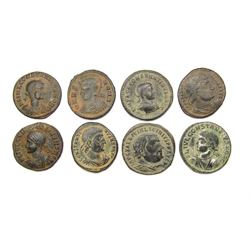 222 - Lot of Eight Roman Imperial Coins. Later Constantinian issues. 4th Century AD. Bronze, 18-19 mm. VRB... 