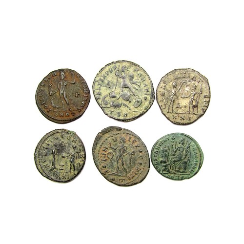 223 - Later Roman Bronze Issues (6). 3rd-4th century AD. 20 mm - 25 mm. Two Probus Antoninianus and four C... 