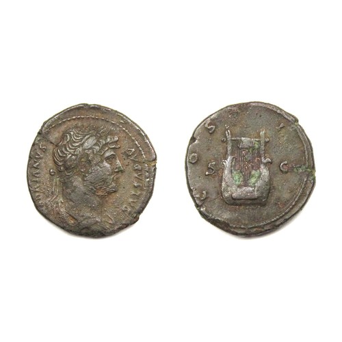 66 - Hadrian As. Rome, AD 125-128. Bronze, 8.76g. 24.35 mm. Laureate and draped bust right, HADRIANVS AVG... 