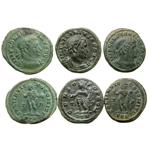 227 - Folles of Constantine I and Licinius, all Trier mint. 23mm - 25mm. 3.0g-3.5g. Three coins.