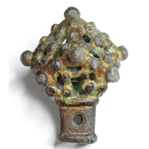 1066 - Medieval Sceptre Terminal. Circa 12th-13th century AD. Copper-alloy, 37.06g. 48.46 mm. An impressive... 