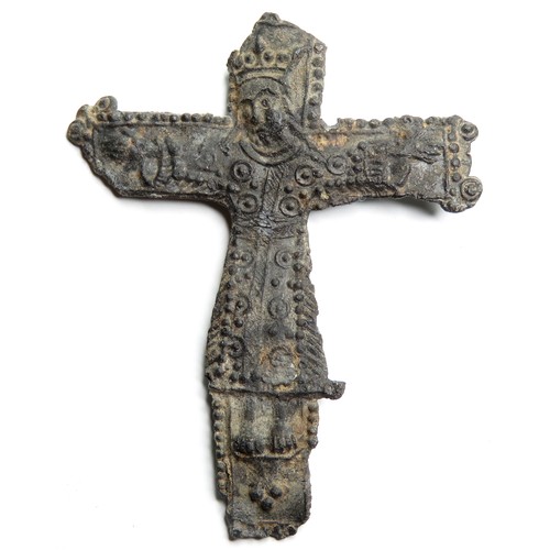 1071 - Medieval pilgrims badge. C. 15th century AD. Lead-alloy, 46mm x 36mm, 4.1g. Displaying the image of ... 