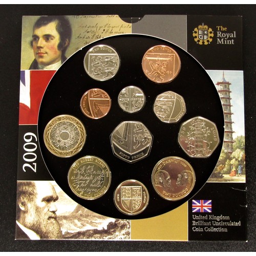 1339 - Royal Mint BUNC 2009 Year Set in Presentation Pack, includes the Kew Gardens Fifty Pence Coin.