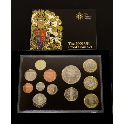 1340 - Royal Mint 2009 UK Proof Coin Set in Black & Gold Presentation Box, includes the Kew Gardens fif... 