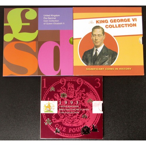 1341 - Royal Mint Coin Sets in Presentation Packs. 1993 BUNC Year Set. Pre Decimal Coin Collection of Eliza... 