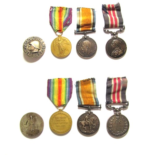 1352 - Medal Trio and badge. An interesting group issued to private Edwin Vowles of the Labour Corps. WWI B... 