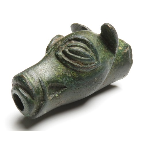 11 - Iron age zoomorphic spout in the form of a boars head. The head is well moulded with prominent lenti... 