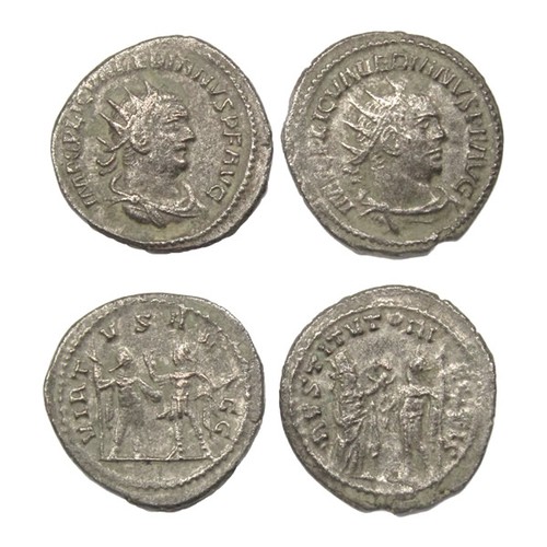 223 - Valerian Antoninianus (2). Uncertain Syrian mints, AD 266-8, 258-60. Billon, 3.53g & 3.43g. R. R... 