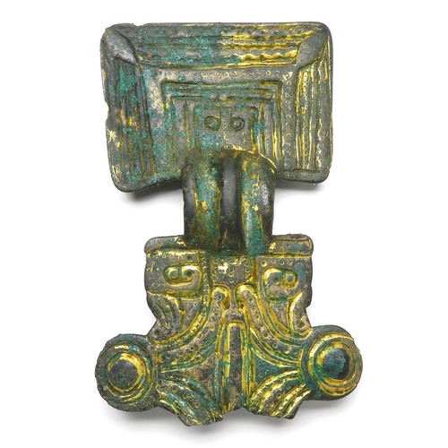 61 - Anglo-Saxon great square-headed brooch. Circa 6th century AD. Copper-alloy, 102mm x 65mm, 87.1g. Thr... 