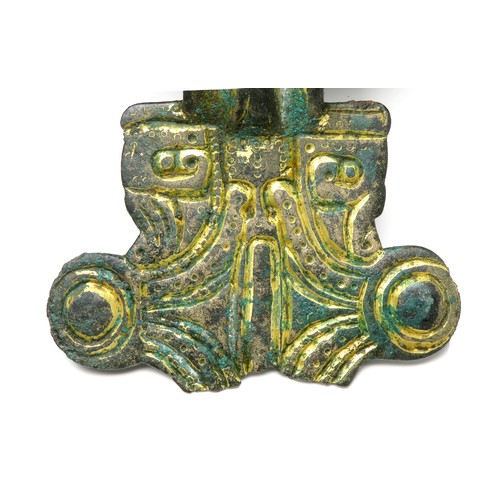 61 - Anglo-Saxon great square-headed brooch. Circa 6th century AD. Copper-alloy, 102mm x 65mm, 87.1g. Thr... 