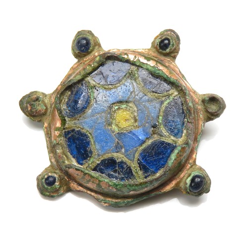 64 - Anglo-Saxon cloisonne brooch. Circa 9th-11th century AD. Copper-alloy / enamel, 25mm, 4.5g. Circular... 