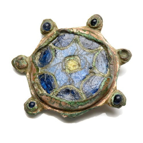 64 - Anglo-Saxon cloisonne brooch. Circa 9th-11th century AD. Copper-alloy / enamel, 25mm, 4.5g. Circular... 