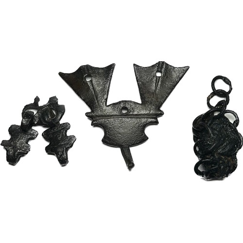 107 - Group of Medieval Iron Artefacts.(3).  Circa 13th-15th century AD. 38 - 63 mm. To include, a section... 