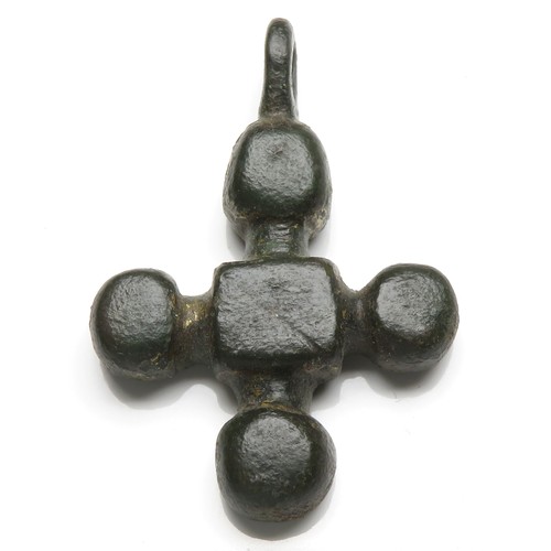 73 - Medieval Harness Pendant. Circa 13th-14th century AD. Copper-alloy, 38mm x 26mm, 13.9g. In the form ... 