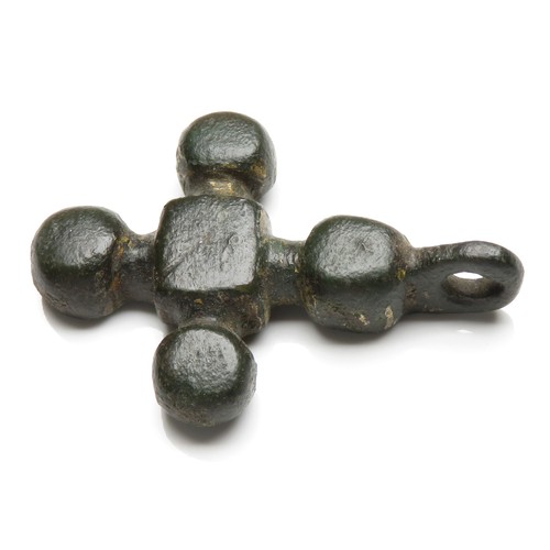 73 - Medieval Harness Pendant. Circa 13th-14th century AD. Copper-alloy, 38mm x 26mm, 13.9g. In the form ... 