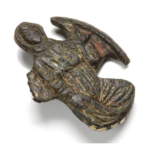 81 - Medieval Altar Cross Mount. Circa 14th-15th century AD. Copper-alloy, 44mm x 35mm, 18.4g. In the for... 