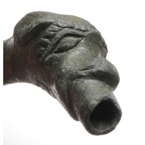 115 - Zoomorphic Laver Spout. Circa 15th century AD. Copper-alloy, 78mm x 40mm x 26mm, 56.2g. The head of ... 