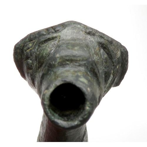 115 - Zoomorphic Laver Spout. Circa 15th century AD. Copper-alloy, 78mm x 40mm x 26mm, 56.2g. The head of ... 