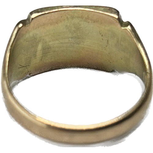 129 - 19th Century Gold Signet Ring. 9ct, 3.66g. 17.85 mm. UK ring size, J. US size 4.5. A plain band with... 