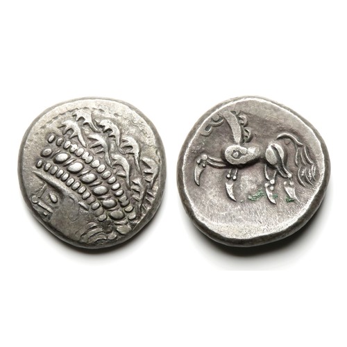 154 - East Noricum Samobor Type A Tetradrachm  Circa 2nd - 1st century BC. Silver, 11.13 grams. 23 mm. Obv... 