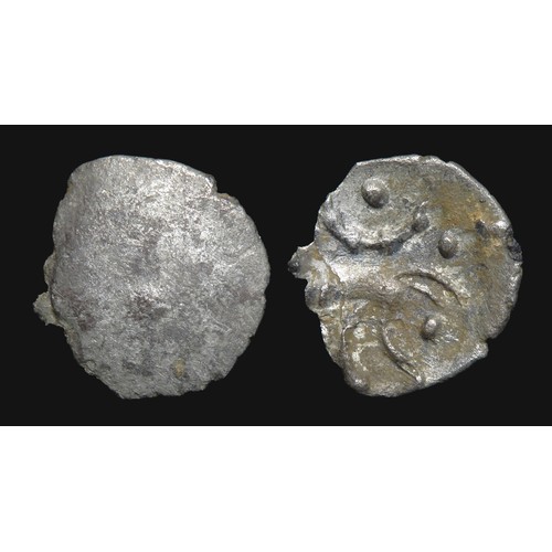 169 - Corieltavi half unit. Circa 1st century BC. Silver, 12mm, 0.42g. Blank. R. Horse left, pellet ring a... 