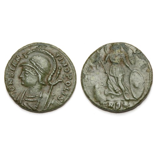 239 - Constantine AE3. Constantinople City Commemorative. 330-333 AD. Wreathed, helmeted bust of Constanti... 