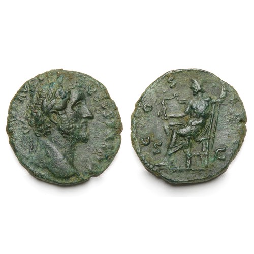 193 - Antoninus Pius As. Rome, 155-156 AD. Copper-alloy, 11.27g. 25 mm. ANTONINVS AVG PIVS P P TRP XIX, la... 