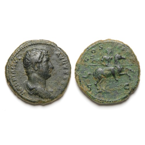 192 - Hadrian As. 132-135 AD. 12.49g. 27 mm. HADRIANVS AVGVSTVS, bare-headed, draped bust right. R. COS II... 