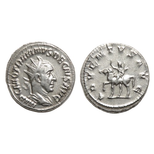 222 - Trajan Decius Antoninianus. Rome, 250 AD. Silver, 3.46g. 23mm. Radiate and draped bust right, IMP C ... 