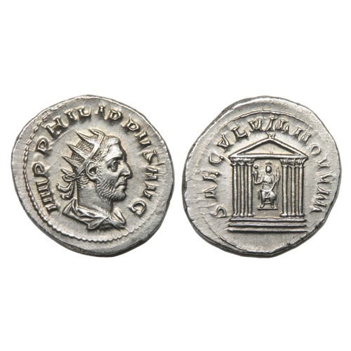 220 - Philip I Antoninianus. Rome, 248 AD. Silver, 4.75g. 24 mm. Radiate bust right, IMP PHILIPVS AVG. R. ... 