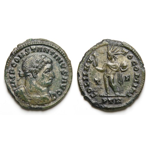 236 - Constantine Follis. Circa 306-337 A.D. Trier mint. Billon, 3.26g. 23 mm. IMP CONSTANTINVS P F AVG, l... 